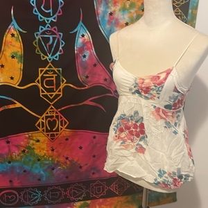 Cream and floral linen top size XS